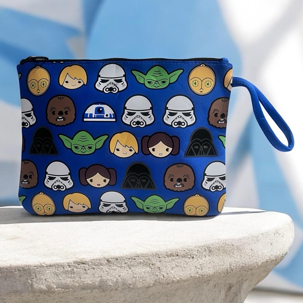 Star Wars Disney Store MXYZ Blue Zip Pouch Multi Use Zipper Bag Wristlet 12”x9”